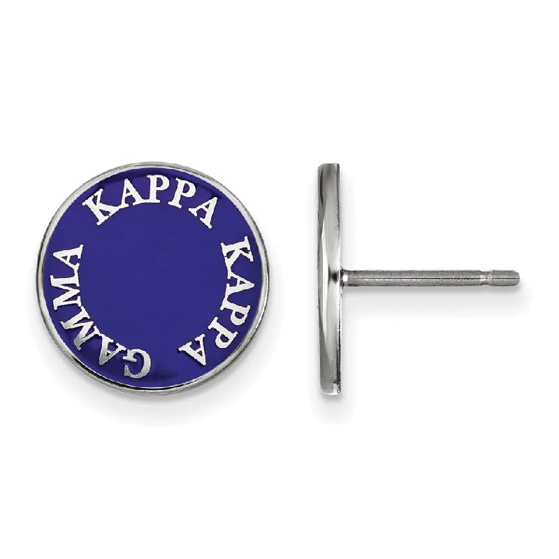 silver stud earrings for women -Sterling Silver Kappa Kappa Gamma Enamel Disc Post Earrings