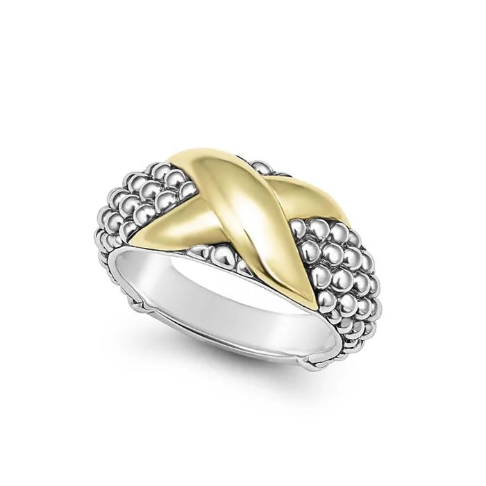 elegant engagement rings -LAGOS X Caviar Ring in Sterling Silver and 18K Yellow Gold