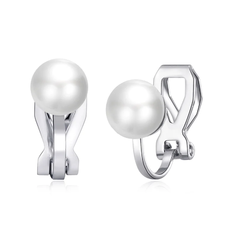 bold stud earrings for women -June (Pearl) Birthstone Clip On Earrings Created with Gemstones from Zircondia®