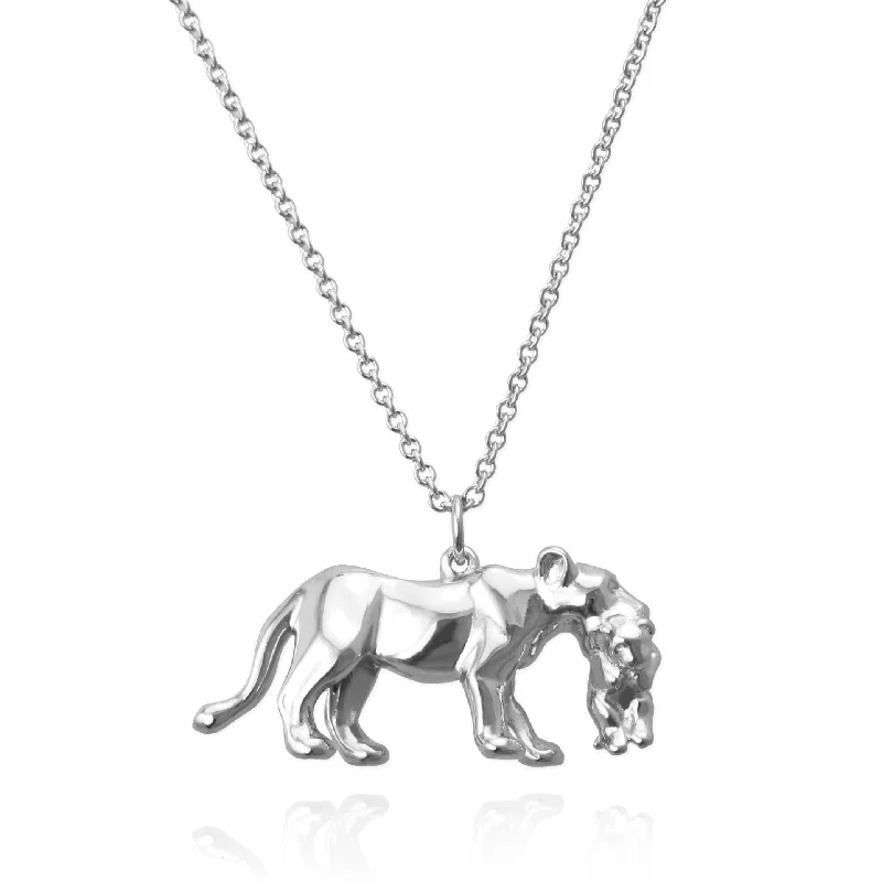 engraved gold necklaces for women -Lioness and Cub Necklace