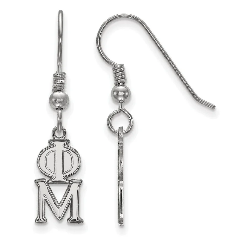 long earrings for women -Sterling Silver Small Phi Mu Dangle Earrings