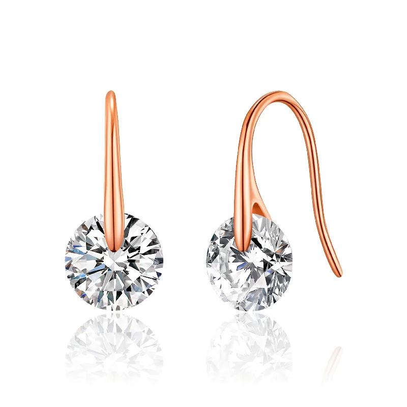 gold stud earrings for women -Rose Gold Plated Atlas Earrings Created with Zircondia® Crystals