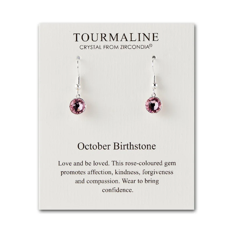 trendy silver earrings for women -October Birthstone Drop Earrings Created with Tourmaline Zircondia® Crystals