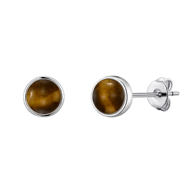 personalized earrings for women -Tigers Eye Stud Earrings