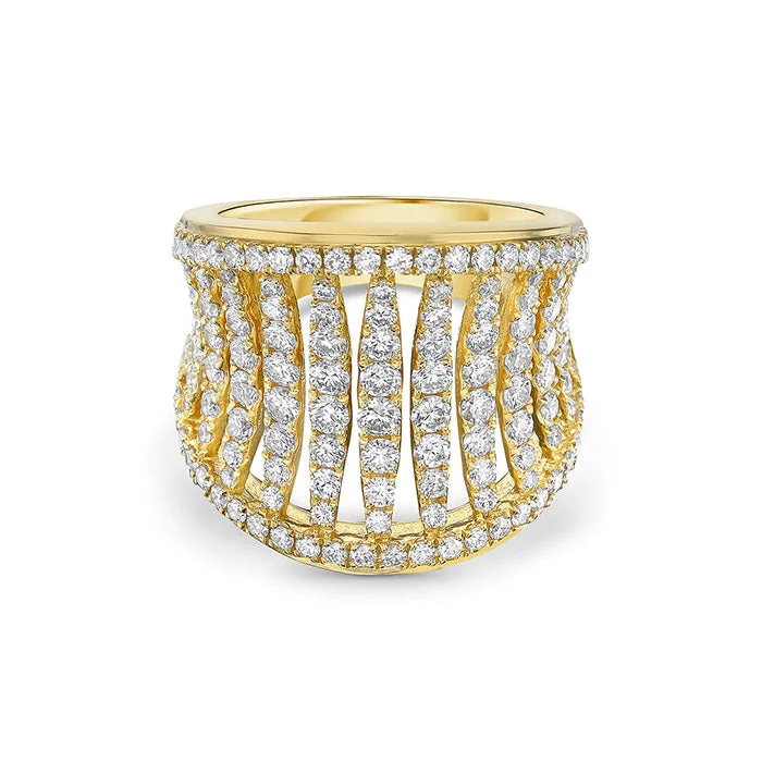 infinity rings for women -Charles Krypell Pavé Birdcage Ring in 18K Yellow Gold