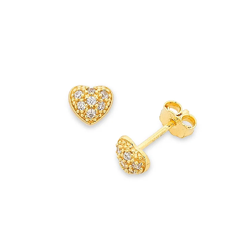 evening drop earrings for women -9ct Yellow Gold Silver Infused Childrens Heart Earrings