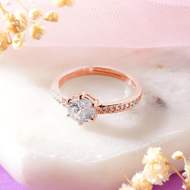 trendy rings for women -Hexagonal Elegance Rose Gold Plated 925 Sterling Silver Women's Ring