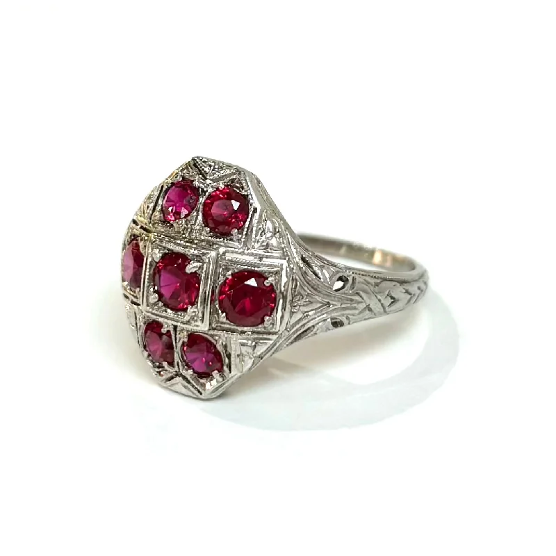 infinity rings for women -1920 Art Deco Ruby Ring