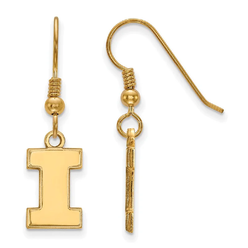 butterfly earrings for women -14k Gold Plated Silver University of Illinois SM Dangle Earrings