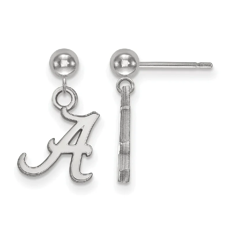 evening drop earrings for women -14k White Gold University of Alabama Ball Dangle Earrings