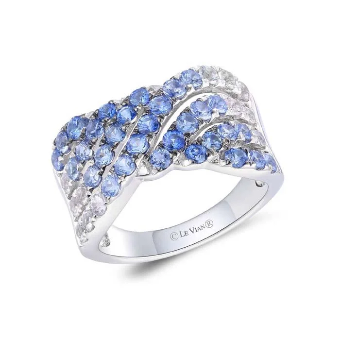 bridal rings for women -Le Vian Ring featuring Sapphire Denim Ombré in 14K Vanilla Gold