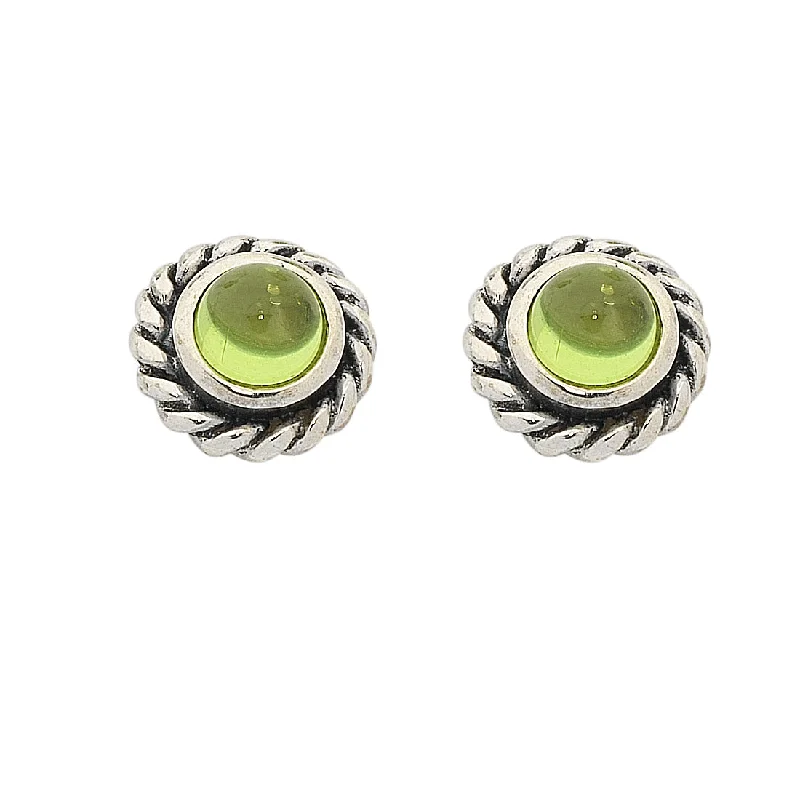 gold drop earrings for women -Sterling Silver Peridot August Birthstone Stud Earrings