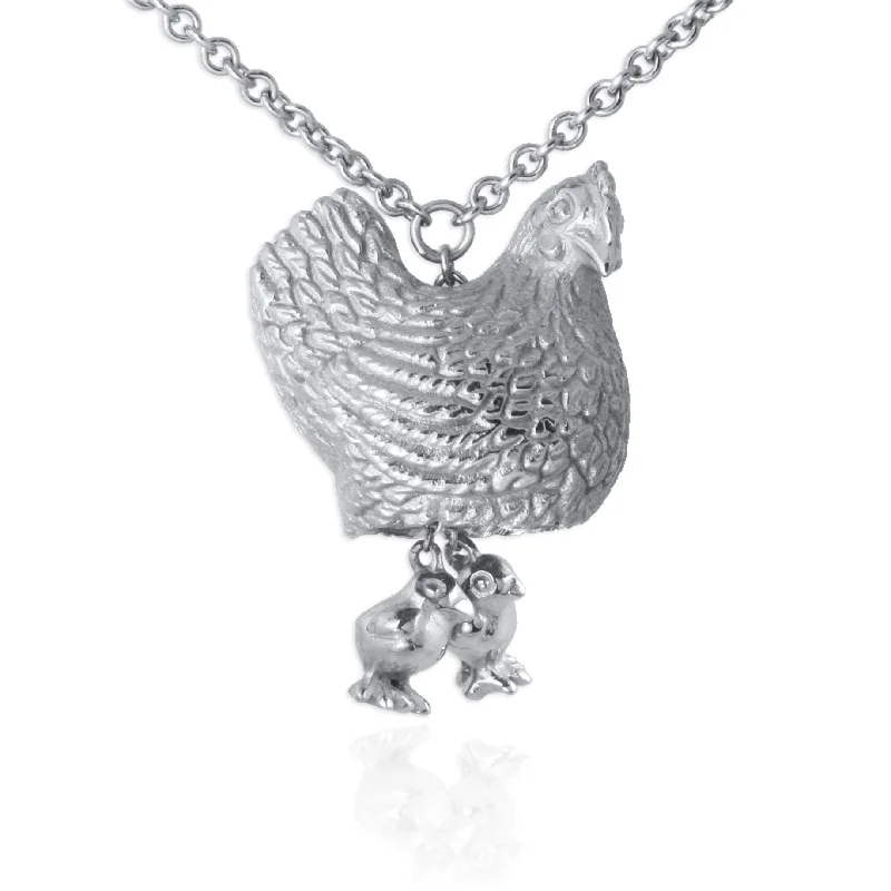 dainty silver necklaces for women -Mother Hen Necklace