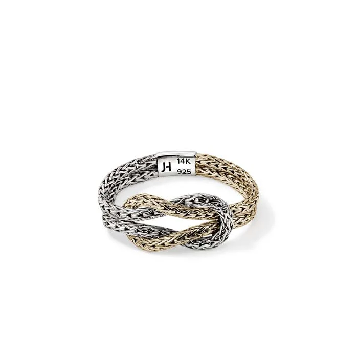 luxury promise rings -John Hardy Love Knot Flexible Ring in 14K Yellow Gold and Sterling Silver