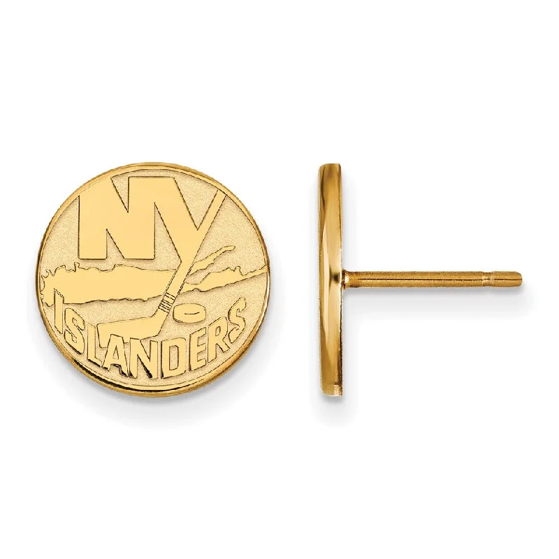 casual earrings for women -14k Yellow Gold NHL New York Islanders Small Post Earrings