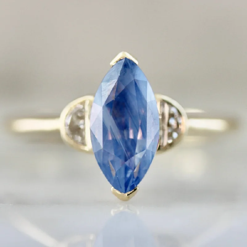 gemstone rings for women -Cirrus Daze Blue Marquise Cut Opalescent Sapphire Ring