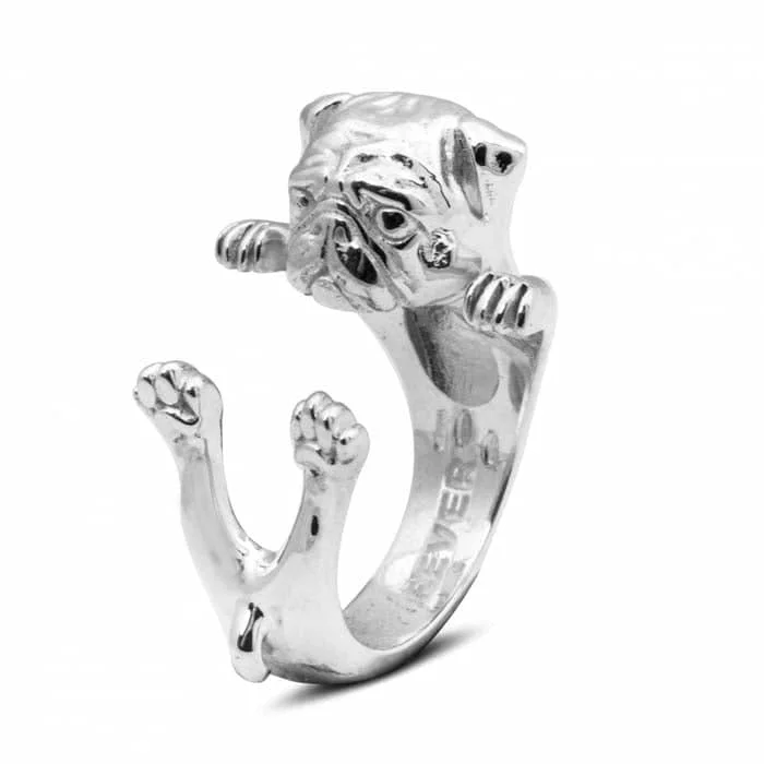 classic diamond rings -Dog Fever Pug Hug Ring, Sterling Silver