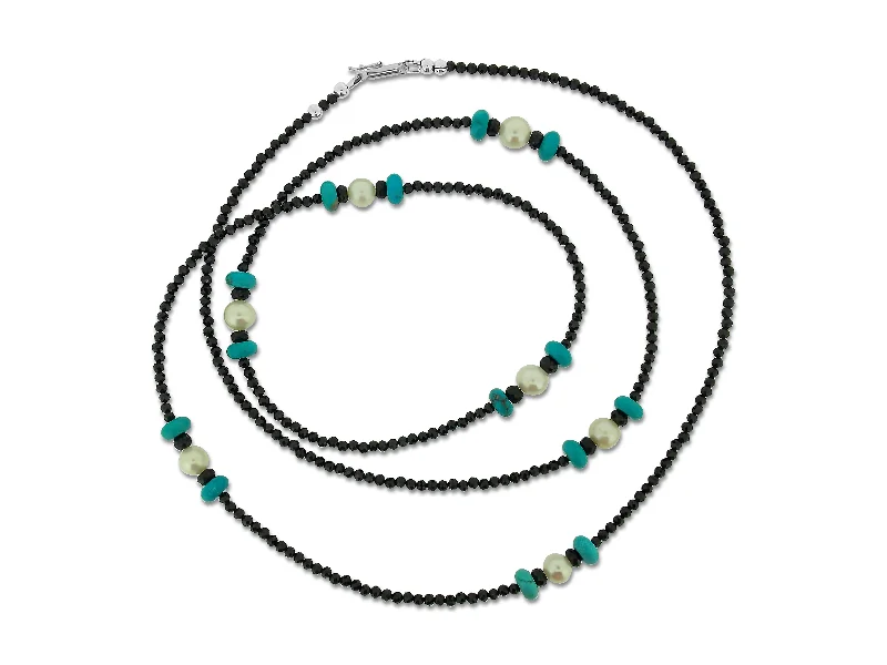 stunning necklaces for women -Turquoise, Pearl and Spinel Long Necklace