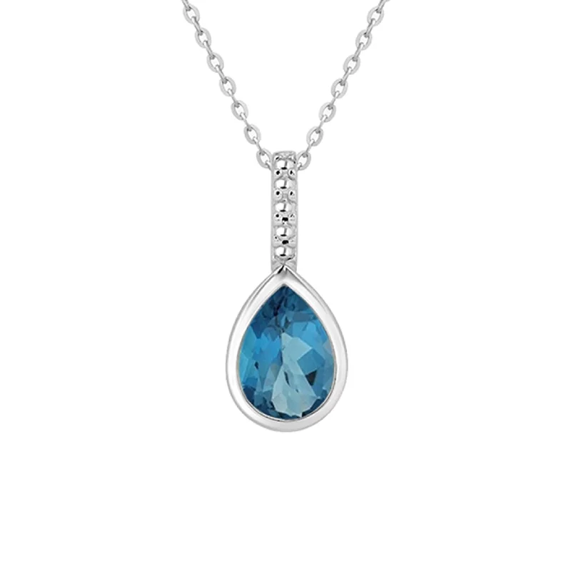 heart-shaped pendant necklaces for women -Blue Topaz Teardrop Pendant Necklace