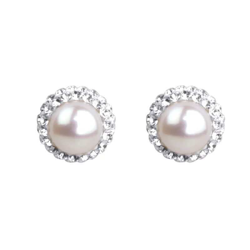 vintage rhinestone earrings -Sterling Silver Imitation Pearl June Birthstone Earrings