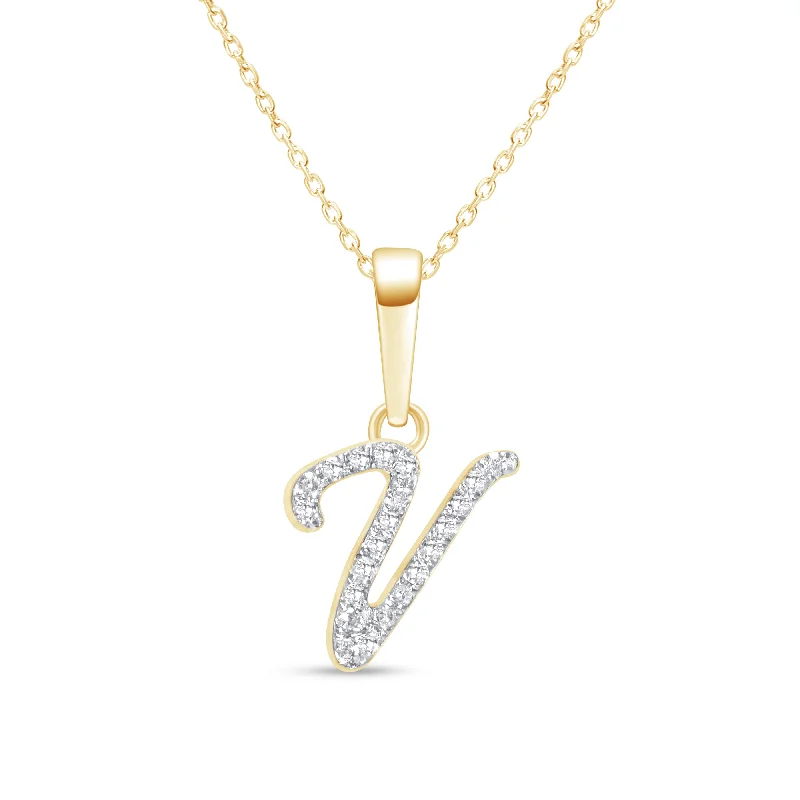 pearl chain necklaces for women -Cursive Diamond Initial Necklace