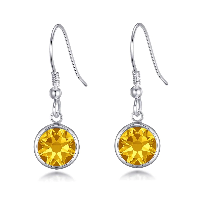 boho earrings for women -Yellow Crystal Drop Earrings Created with Zircondia® Crystals