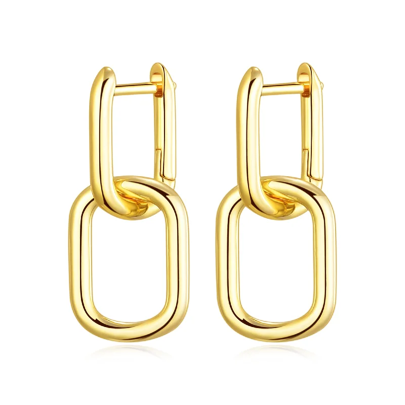 trendy drop earrings for women -Gold Plated Paperclip Earrings