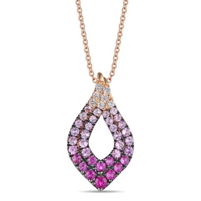 luxury promise rings -Le Vian Pendant featuring Ombré Strawberry Sapphires in 14K Strawberry Gold