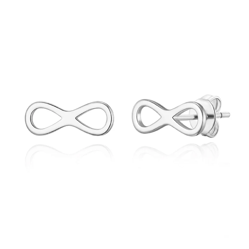 statement earrings for women -Silver Plated Infinity Stud Earrings