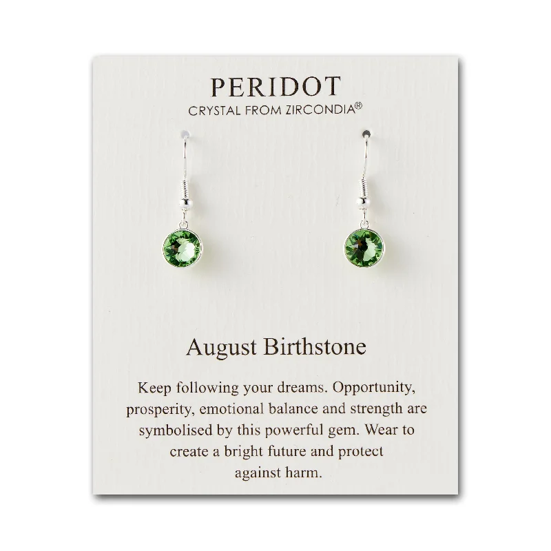 classic gold earrings for women -August Birthstone Drop Earrings Created with Peridot Zircondia® Crystals