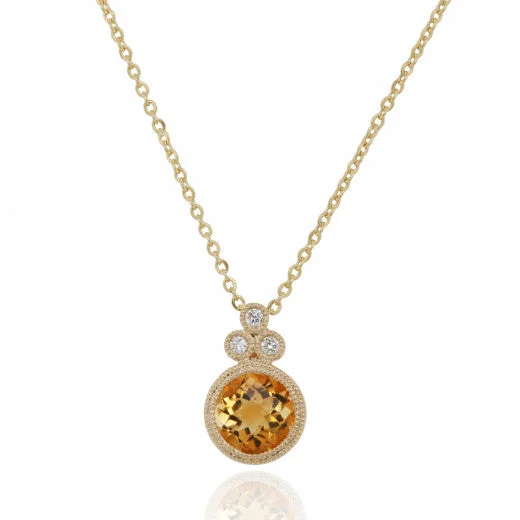 diamond pendant necklaces for women -9ct Yellow Gold Earth Grown Diamond & Citrine Pendant Necklace