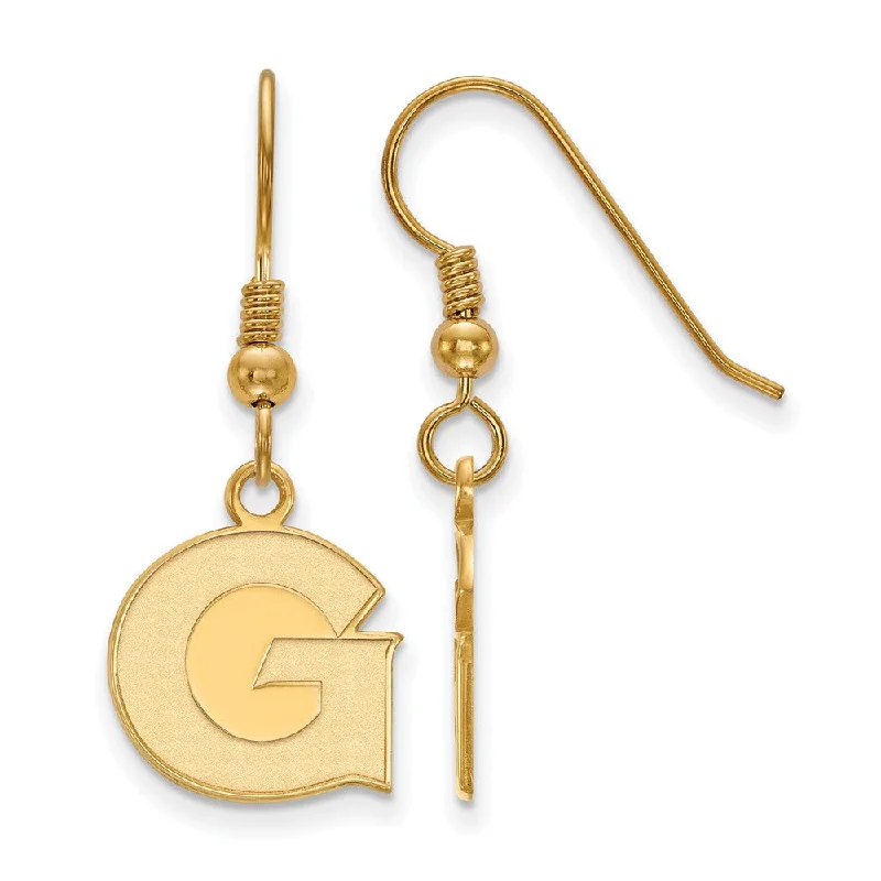 gold drop earrings for women -14k Gold Plated Silver Georgetown University Dangle Earrings