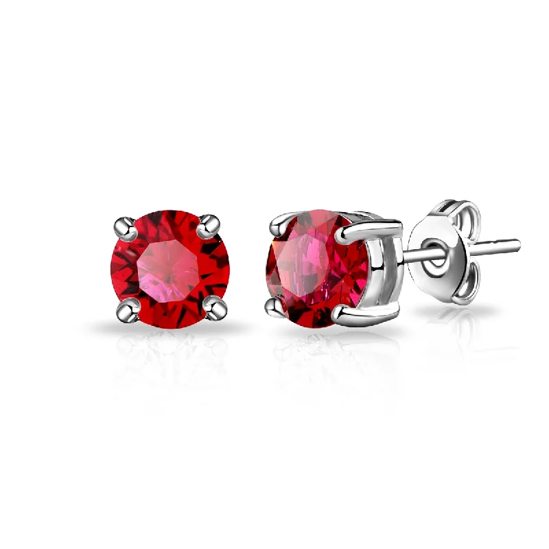 romantic earrings for women -Red Stud Earrings Created with Zircondia® Crystals