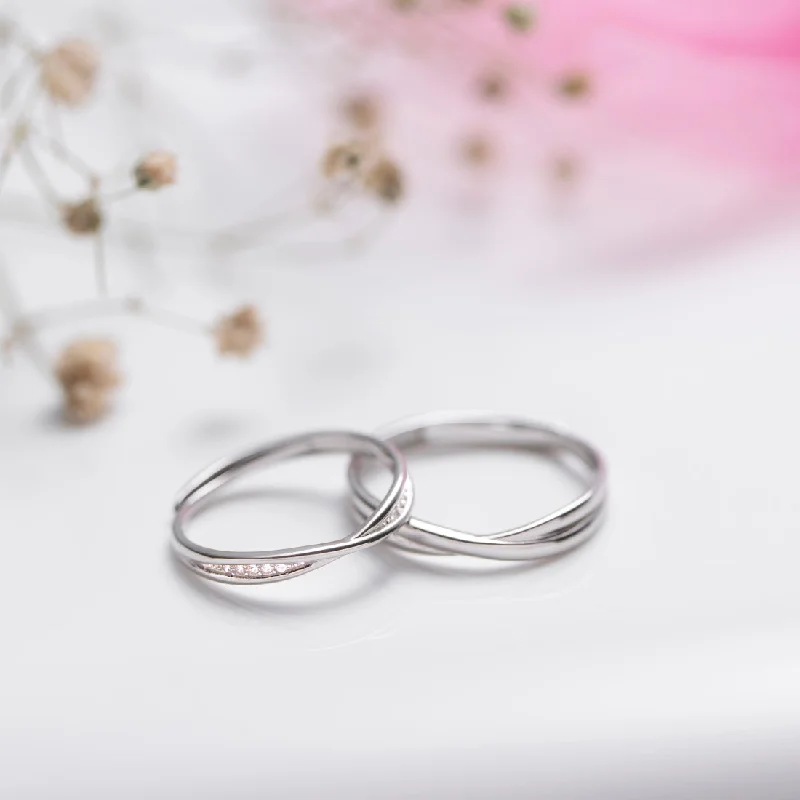 classic wedding rings -Infinity With You 925 Sterling Silver Couple Ring (Adjustable)