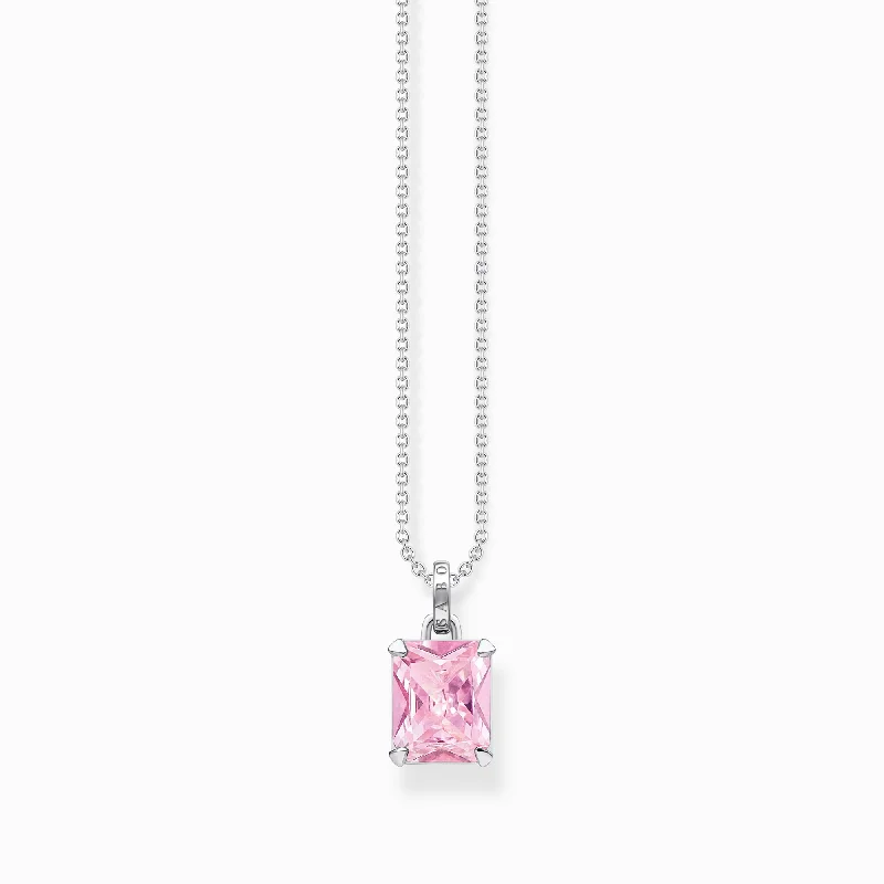 layered gemstone necklaces for women -Thomas Sabo Necklace With Pink Stone Silver KE1964-051-9-L45