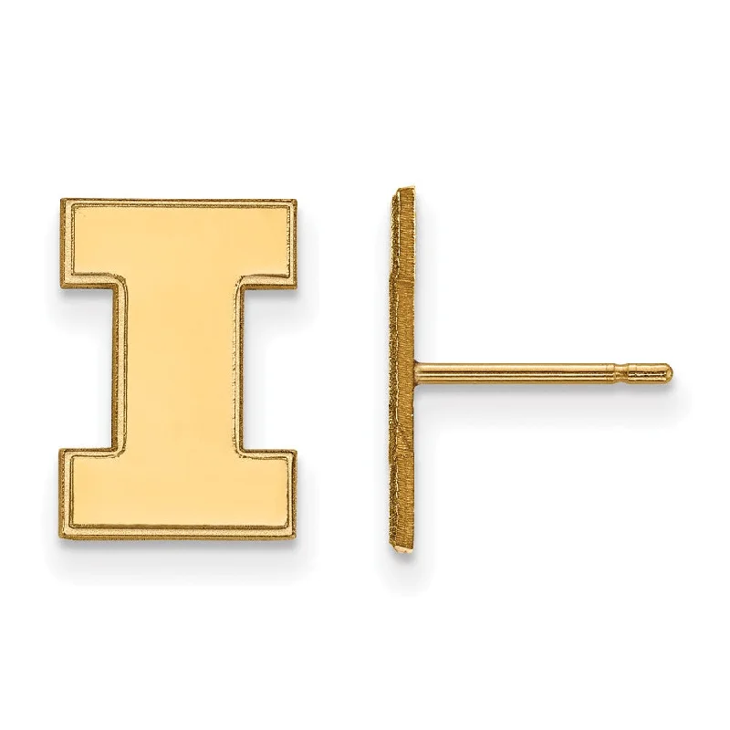 artistic earrings for women -10k Yellow Gold University of Illinois Small Initial I Post Earrings