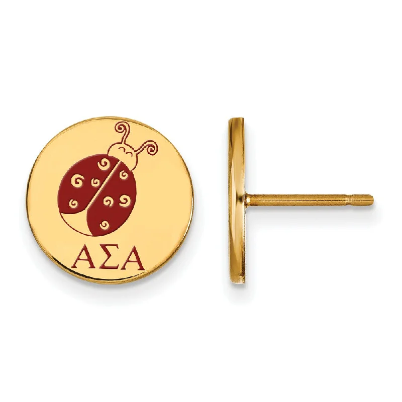 long earrings for women -14K Plated Silver Alpha Sigma Alpha Enamel Post Earrings