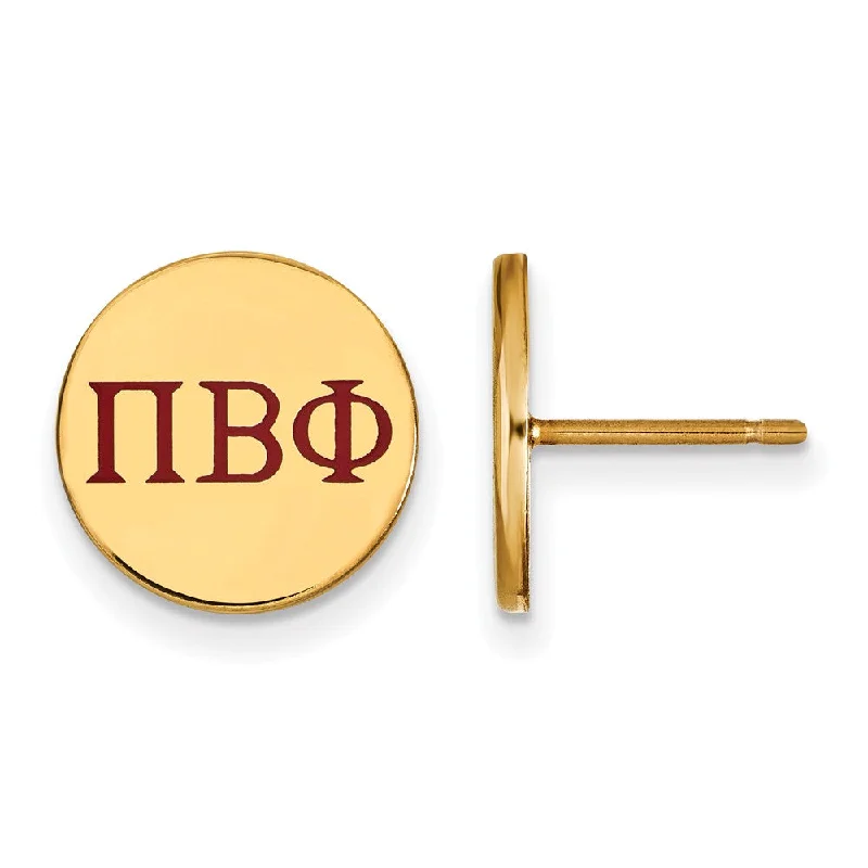 modern pearl earrings for women -14K Plated Silver Pi Beta Phi Enamel Greek Letters Post Earrings