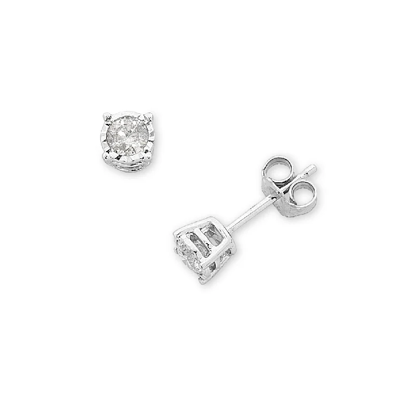 chic silver earrings for women -9ct White Gold 0.30ct Diamond Stud Earrings