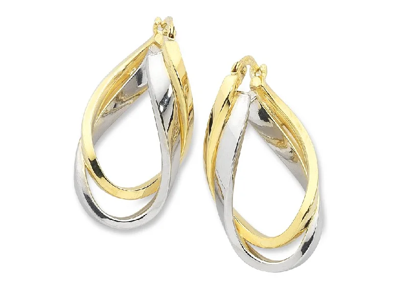 gemstone hoop earrings for women -9ct Two Tone Silver Infused Hoop Earrings