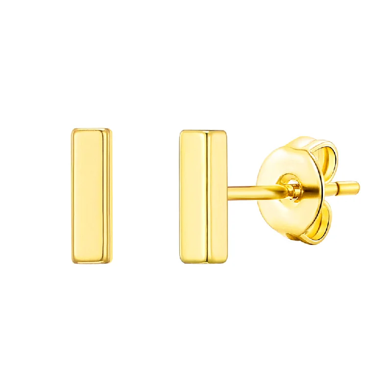 diamond stud earrings for women -Gold Plated Bar Earrings