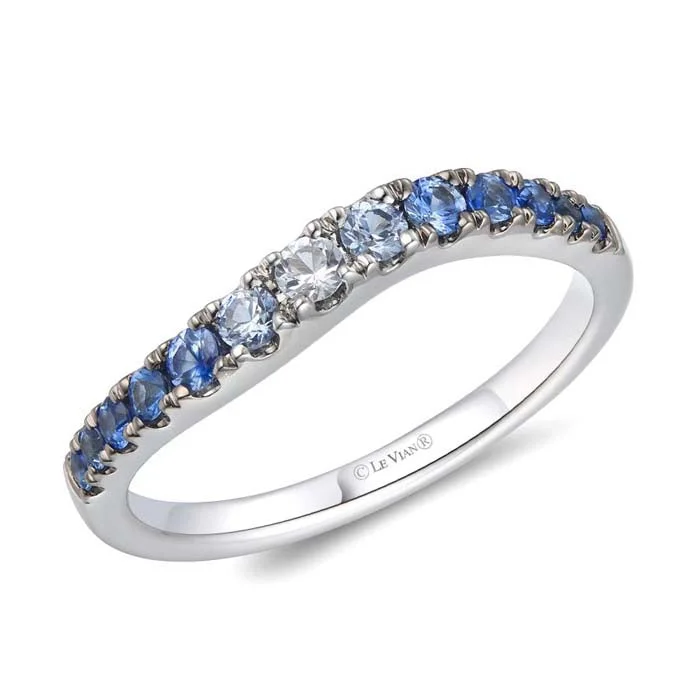 fashion cocktail rings -Le Vian Denim Ombré Ring featuring White and Blue Sapphires in 14K Vanilla Gold