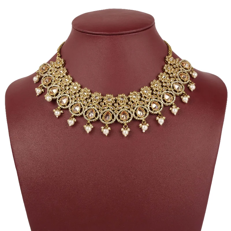 bridal necklaces for women -Suman Necklace Set in Champagne