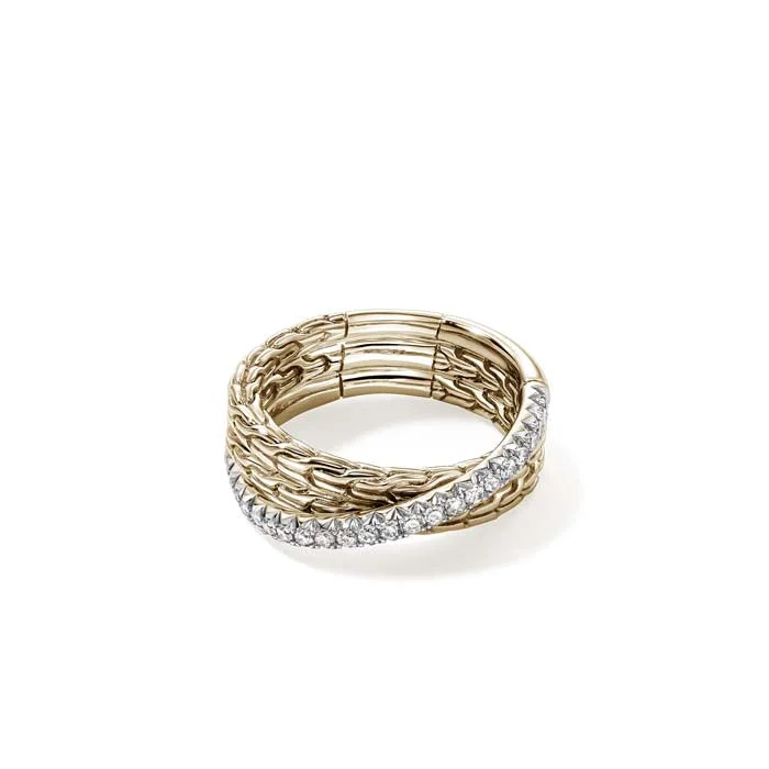 wedding ring bands -John Hardy .35CTW Diamond Essential Pavé Crossover Ring in 14K Yellow Gold