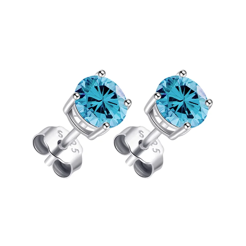 sapphire earrings for women -Sterling Silver Light Blue Earrings Created with Zircondia® Crystals