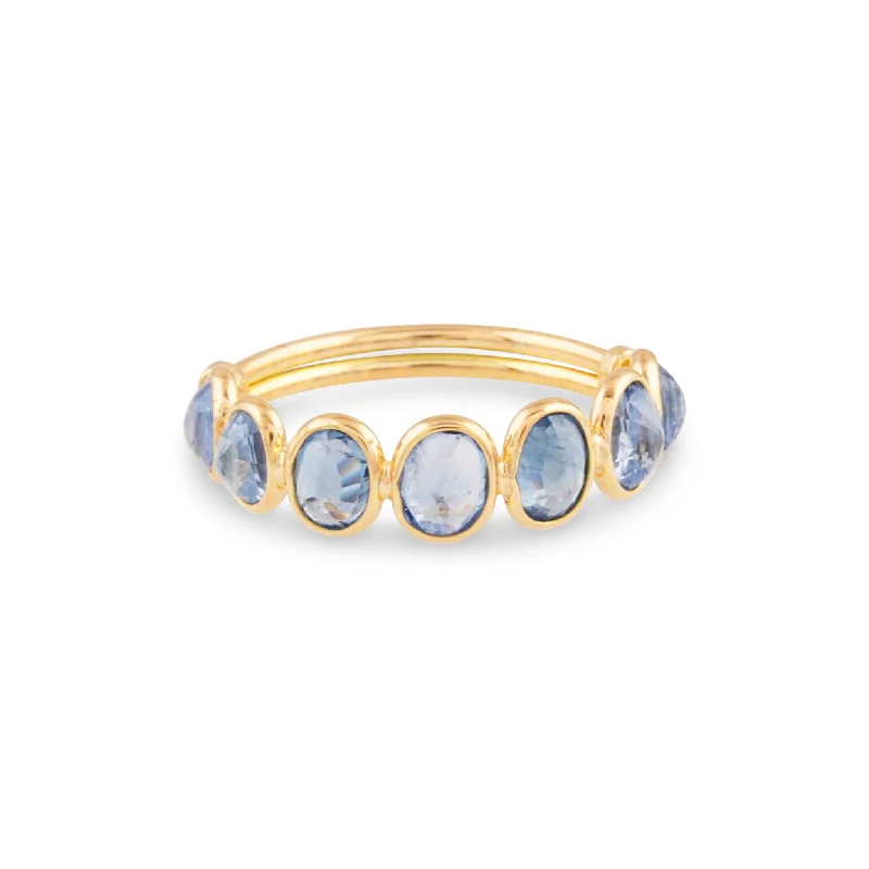 vintage wedding rings -Blue Sapphire Oval Ring In 18K Yellow Gold