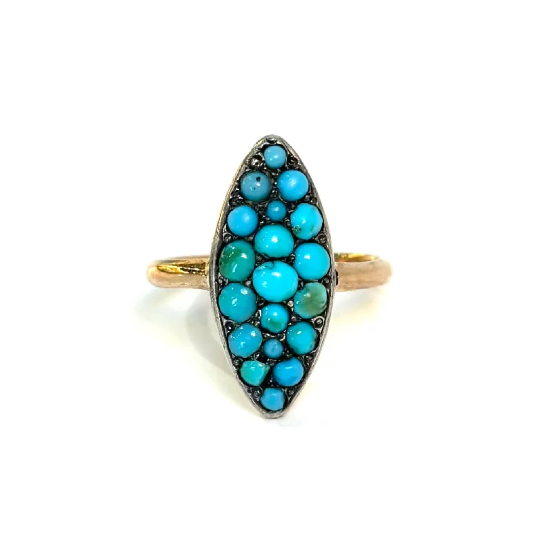 gold statement rings -Navette Turquoise Ring