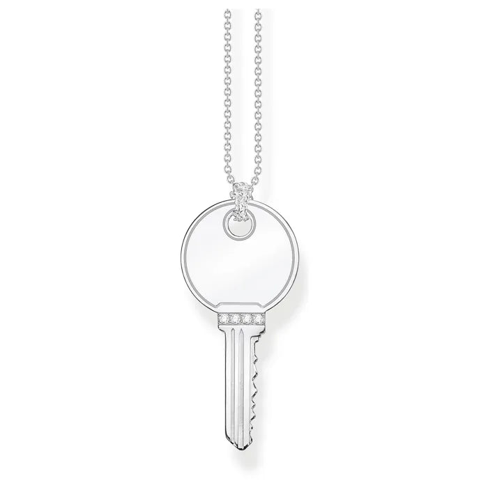 gold necklace sets for women -Thomas Sabo Silver Personalised Necklace key with white stones KE2131-051-14-L50V