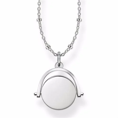 diamond pendant necklaces for women -Thomas Sabo Sterling Silver Love Bridge Disc Necklace LBKE0003-001-12-L45v