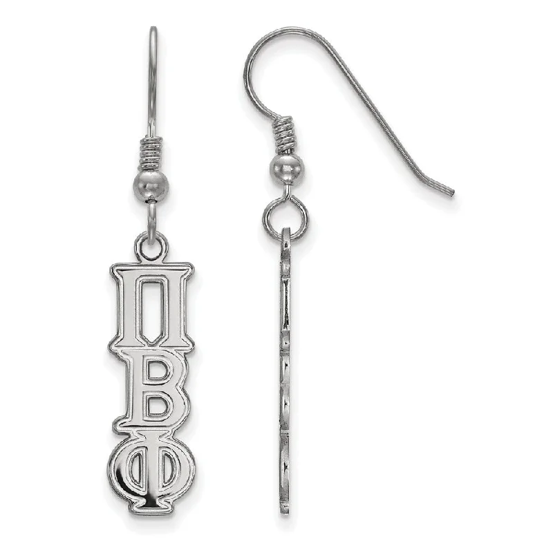 handmade silver earrings for women -Sterling Silver Pi Beta Phi Dangle Small Earrings